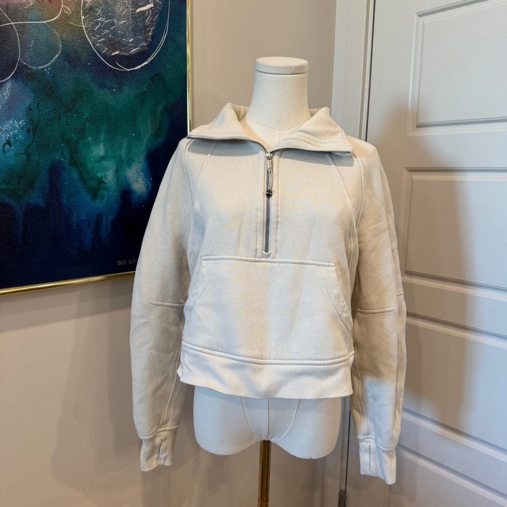 Lululemon Scuba Oversized Half-Zip Hoodie Cream Size XS/S LW3FJ6S EUC